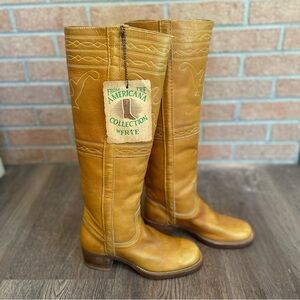 Frye Vintage Campus Tall Riding Boots in Banana Size 5.5
